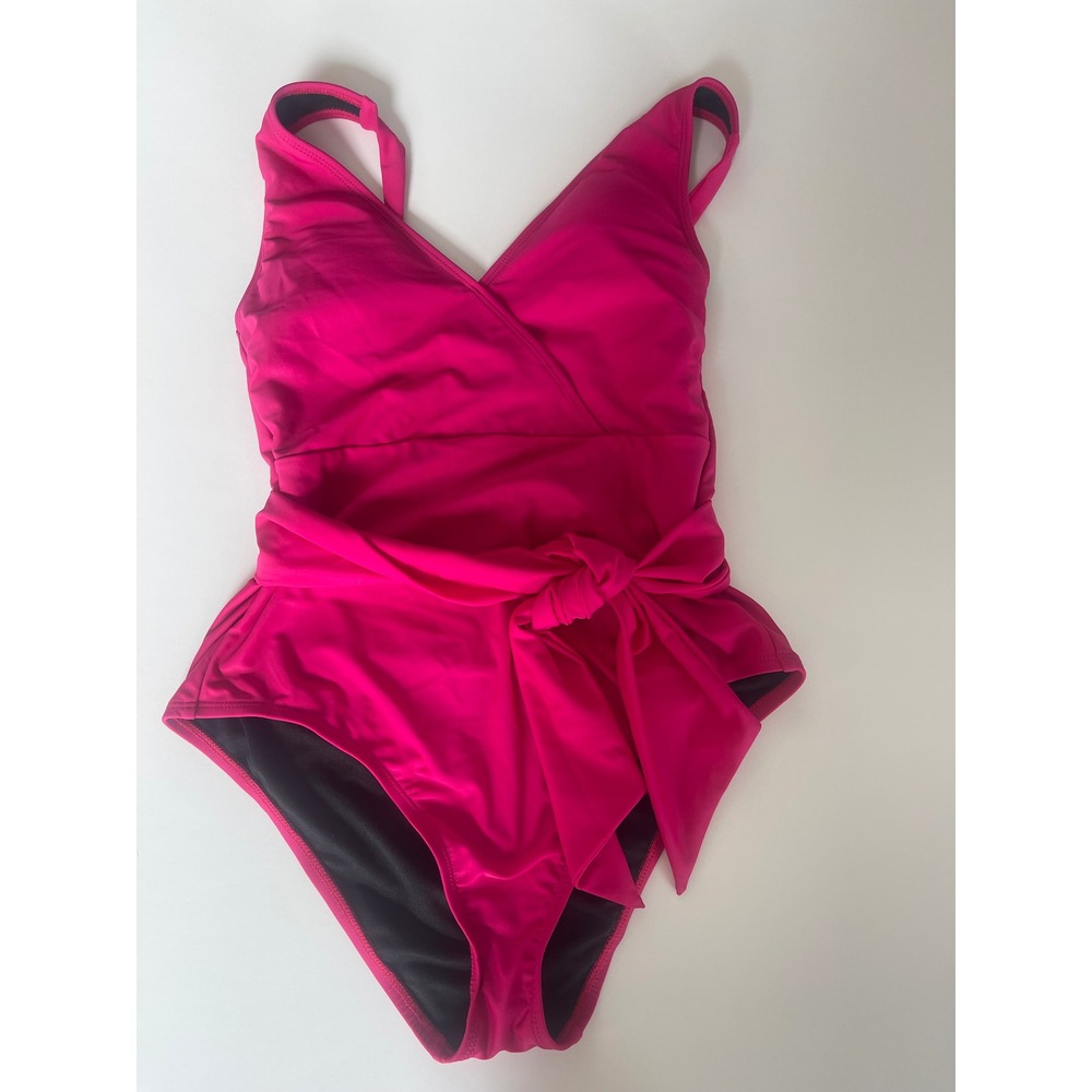 Becca Pink Small One Piece Swimsuit, With Tie Belt,‎ Women's Size Small